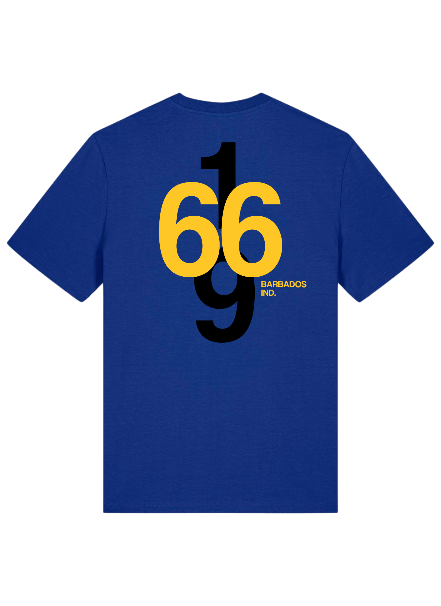 BARBADOS IND. 1966 Unisex Crew Neck T-Shirt, Worker Blue