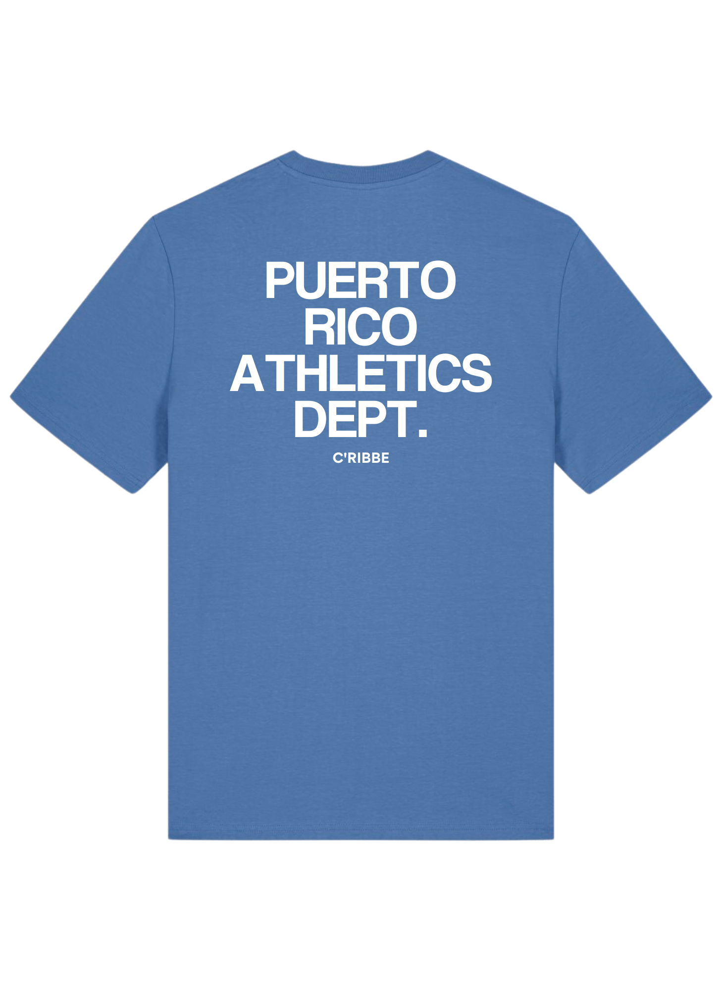 PUERTO RICO ATHLETICS DEPT. Unisex Crew Neck T-Shirt, Bright Blue