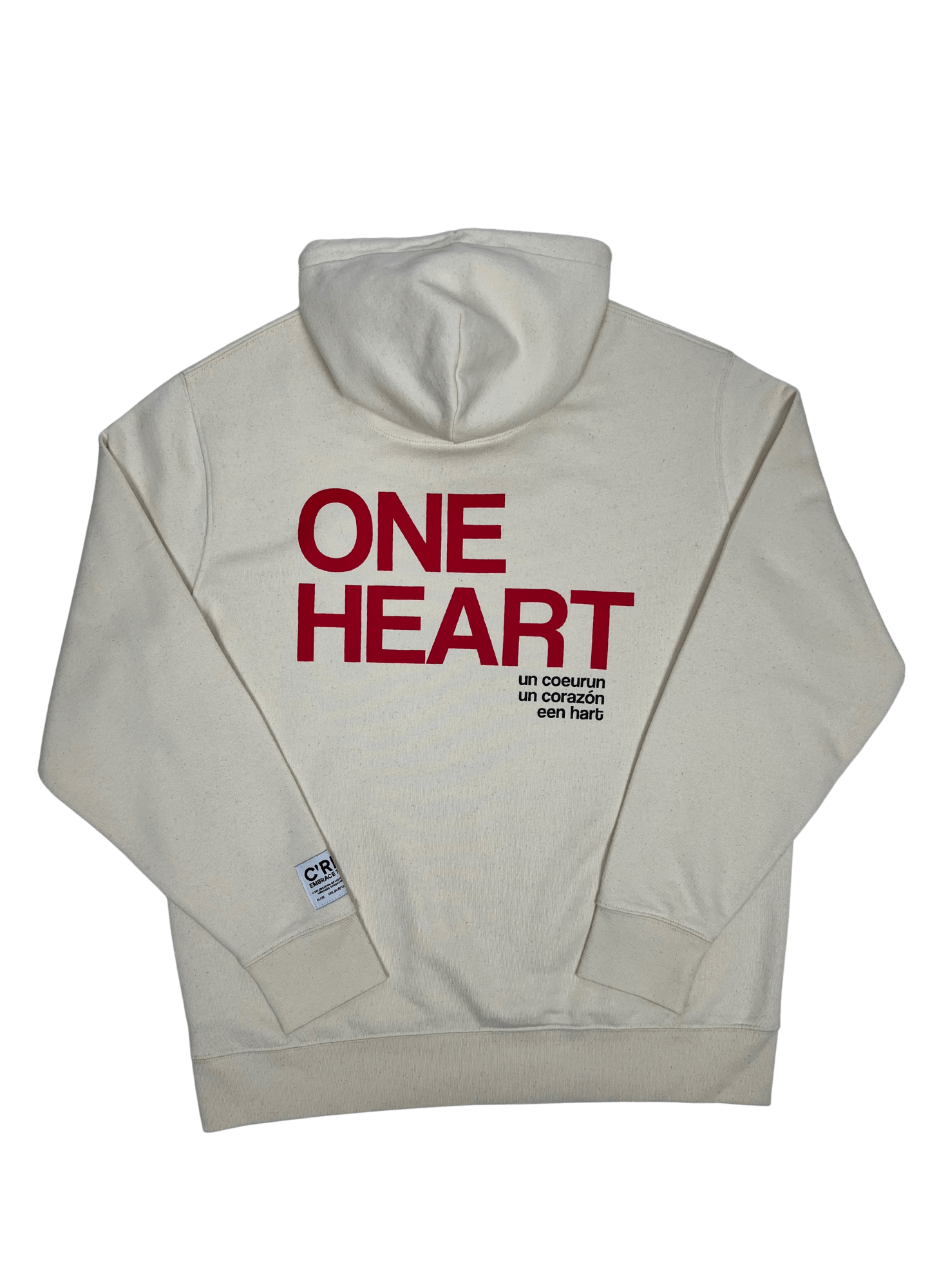 ONE LOVE ONE HEART Sweatshirt Hoodie, Natural