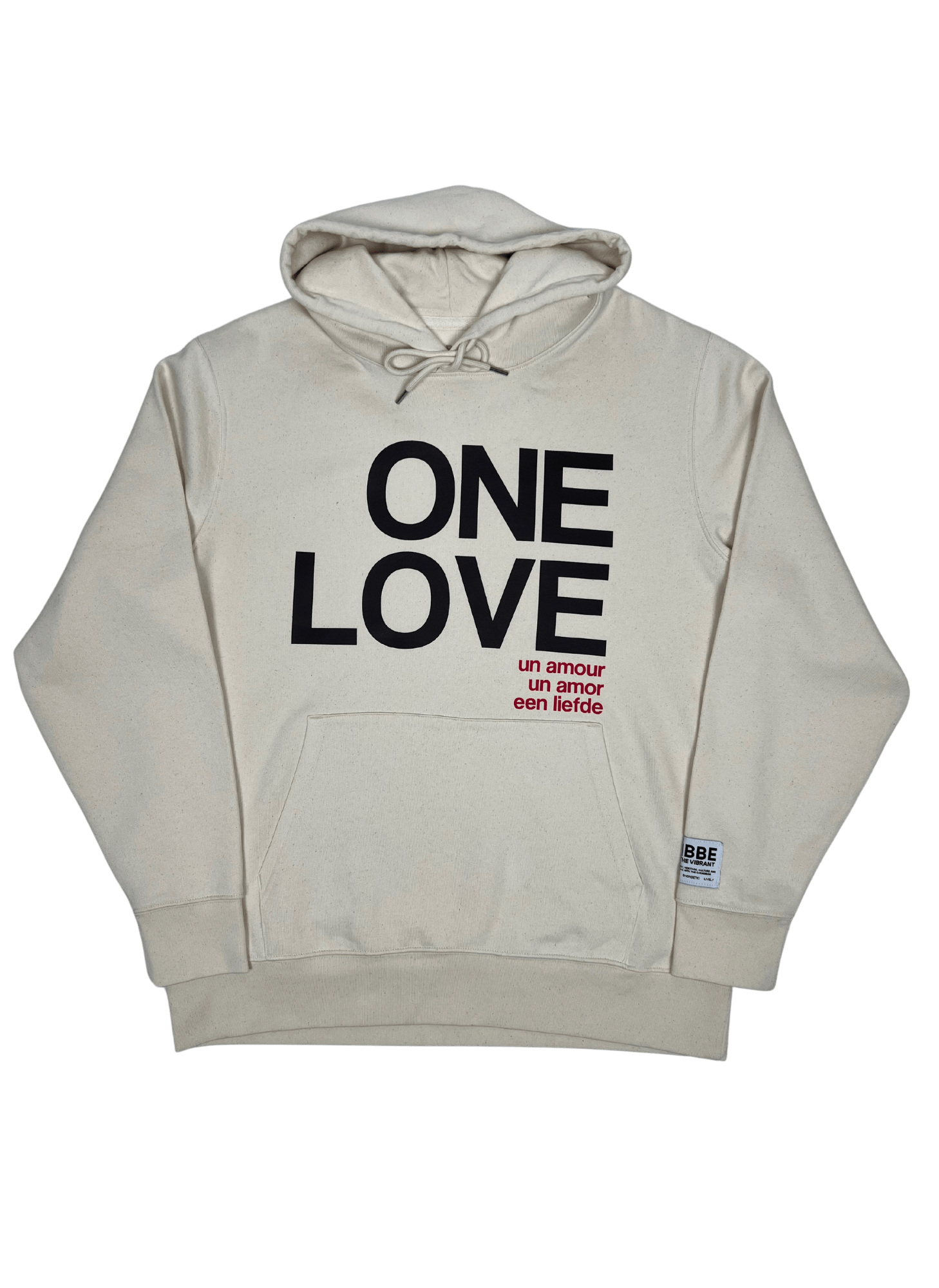 ONE LOVE ONE HEART Sweatshirt Hoodie, Natural